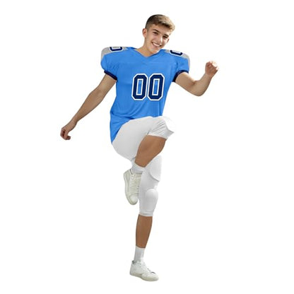 Youth Football Practice Jersey, Custom Blank Kids Practice Football Uniform Sportswear for Boys Training Games - color: Navy Blue Red