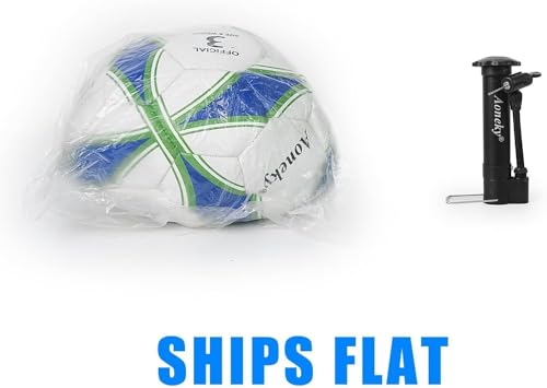 Aoneky Soccer Ball with Pump - color: 1 Pack with 1 Pump - White/Blue/Green, size: 3
