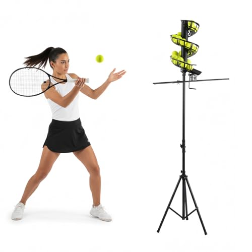 Tennis Ball Dropping Machine,Portable Tennis Ball Machine,Tennis Ball Feeder,Hold 33 Balls Throwing Height Adjustable for Beginners