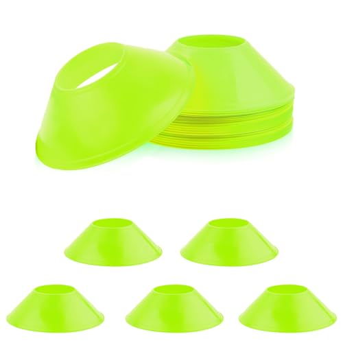 15pcs Soccer Cones for Sports Training, Mini Football Pylons Cones Flexible Agility Practice Cones for Basketball Running Drills Sports Games Field Cone Markers (Fluorescent Green)