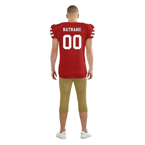 Youth Football Practice Jersey, Custom Blank Kids Practice Football Uniform Sportswear for Boys Training Games - color: Red Gold White