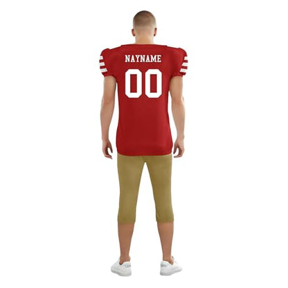 Youth Football Practice Jersey, Custom Blank Kids Practice Football Uniform Sportswear for Boys Training Games - color: Red Gold White