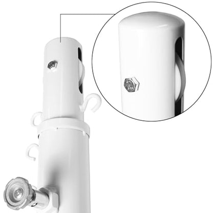 Aoneky Permanent Adjustable Volleyball Post System - Complete Set with 2 Steel Poles & Ground Sleeves, 6 Height Settings for Badminton & Volleyball, Includes Winch for In-Ground Install - color: White, style: Round