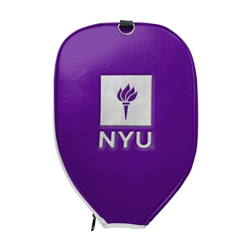 Officially Licensed Collegiate Pickleball Paddle Cover - Lightweight PU Leather Material - Durable Foam Interior Protection with Zippered Closure - Fits Most Paddles on the Market - color: NYU Violets