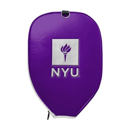 Officially Licensed Collegiate Pickleball Paddle Cover - Lightweight PU Leather Material - Durable Foam Interior Protection with Zippered Closure - Fits Most Paddles on the Market - color: NYU Violets