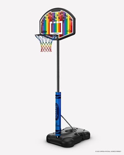 Spalding X Crayola 32" Molded Eco-Composite Telescoping Portable Basketball Hoop with Mini Court Marking Kit