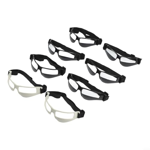 8PCS Basketball Dribbling Training Glasses, Adjustable Elastic Band Plastic Frame Sports Training Eyewear for Teens
