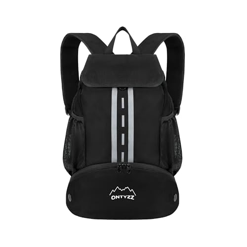 ONTYZZ Sports Backpack with Drawstring Closure Basketball Backpack with Shoe Compartment Swim Beach Bag - color: Basics-Black
