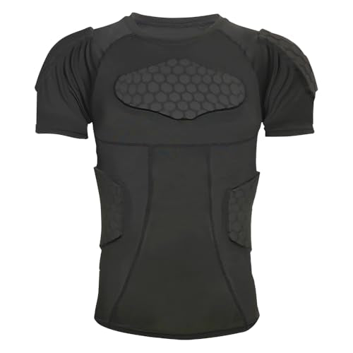 Padded Compression Shirt, Short Sleeve Football Protection Gear - size: Large