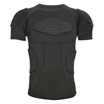 Padded Compression Shirt, Short Sleeve Football Protection Gear - size: Large