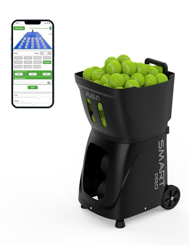 PUSUN｜PT-MAX C Flagship Tennis Ball Machine:App Control,12 Drills, Internal Oscillation,87 MPH,6-Level Spin,28-Spot,6-8H Battery, 39.6 lbs Portable, for Tennis/Padel,Training, Practice,Beginners,Pros