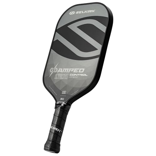 Selkirk Sport Amped Control Pickleball Paddle | Precision & Control Fiberglass Pickleball Paddles | 16mm X5 Core | Made in USA - color: Gray | Midweight, size: Invikta (Elongated Shape)