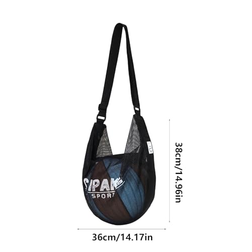 Basketball Carrying Bag with Multiple Compartment Adjustable Shoulder Strap Nylon Crossbody Bag for Training - color: Black