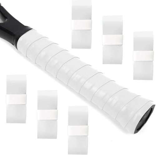 Tennis Racket Grip Tape, 3/6/12 Pack Precut Anti Slip Tennis Grip Tape, Absorbent Dry Feel Tennis Grips Overgrip for Tennis, Pickleball - color: White-6 Pack