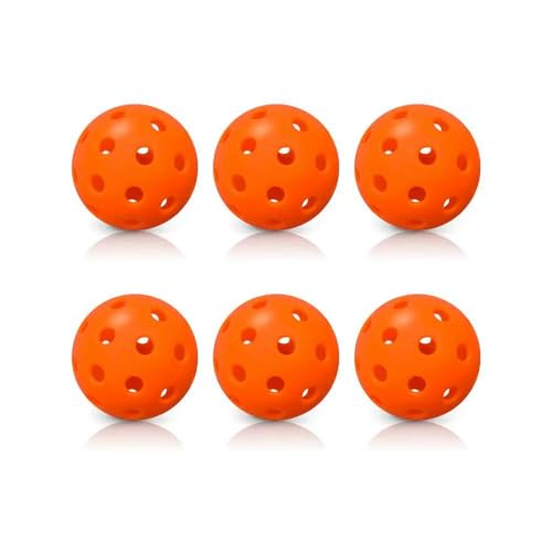 Honeycomb Pickle Balls Outdoor 40 Holes - Durable High Hard Fast Bounce USAPA Approved - True Flight Tournament Pickle Ball - 6Pack - Accessories for Sports&Entertainment Play - color: Bright Orange orange bright orange neon orange vibrant orange tangerin