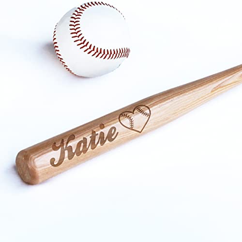 Personalized Mini Bat 18″, Custom Mini Baseball Bat, Personalized Coach Gift, Team Gift, Tee Ball, Baseball Team Coach Gift, Little League Gift, Softball Team Coach Gift - style: Katie Baseball Heart
