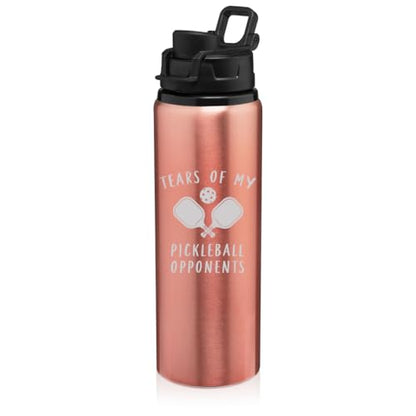 25 oz Water Bottle Sports Travel Mug Gift Tears Of My Pickleball Opponents Funny (Rose Gold) - color: Rose Gold