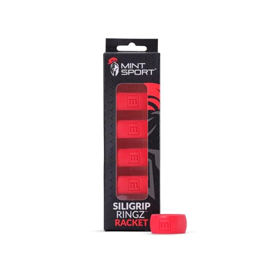 Siligrip Ringz Racket, Non-Slip Silicone Pickleball Paddle Grip Bands, Vibration Dampening Overgrip Alternative for Pickleball, Padel, Tennis, Badminton & Squash, 4 Pack - color: Red