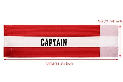 ONLYKXY Captain Armbands 9x30CM/3.54x11.81inch Adjustable Leader Armband for Soccer Basketball Volleyball School Team Competition Coach Players Wrist Arm Bands - color: Red+White