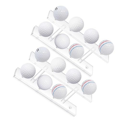 2Pcs Golfs Ball Organizers Rack 8 Balls Capacity Display Stand Clear Acrylic Golfs Holder Small Table Tennis Shelf Double Layer Golf Display Stand