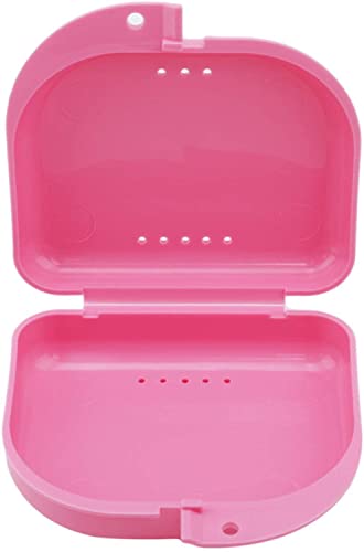Generic Mouth Guard Case Orthodontic Retainer Box Denture Storage Container, Pink Durable and Professional