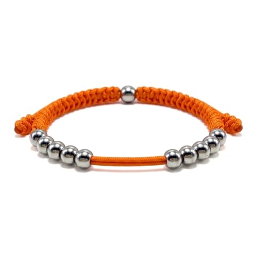 Premium Golf Stainless Steel 10 Bead Score Counter Bracelet, Golf Stroke Count Bracelet, Resizable Easy Adjust Golf Round Scoring Tracker, Durable Stylish Golf Accessory - style: Orange