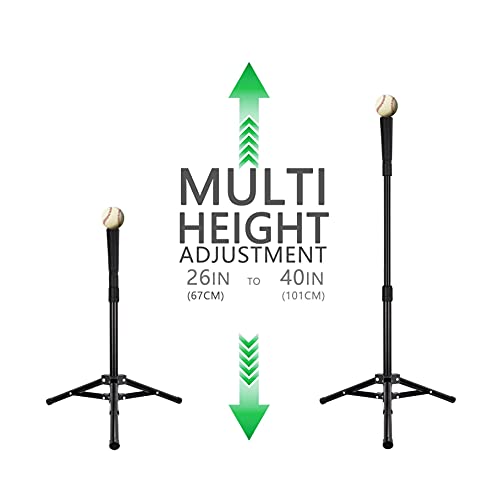 Hikeen Baseball Tees - Batting Tee with Portable Tripod Stand for Softball Hitting Training, Includes Carrying Bag - style: tee