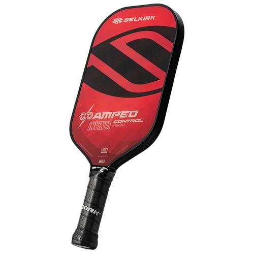 Selkirk Sport Amped Control Pickleball Paddle | Precision & Control Fiberglass Pickleball Paddles | 16mm X5 Core | Made in USA - color: Red | Midweight, size: Invikta (Elongated Shape)