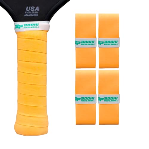 DRYtack Premium Pickleball Overgrips - #1 Pickleball Overgrips Trusted by TOP pros - Semi-Dry & Absorbent, Superior Comfort, Long Lasting, Responsive Feel - color: Neon Orange, size: 4-Pack