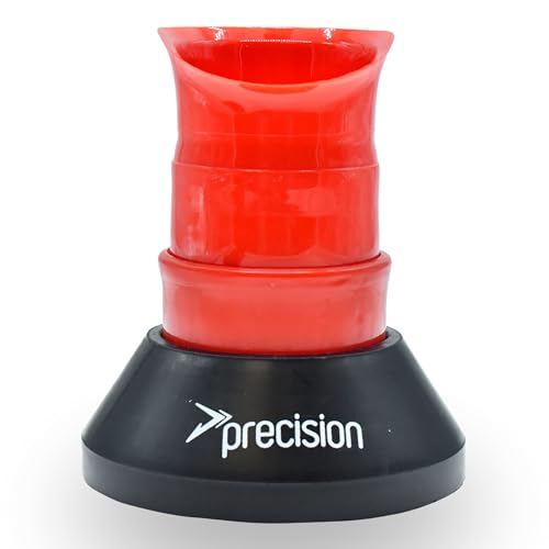 Precision Rugby Telescopic Kicking Tee, Adjustable Height 8 to 14 cm, Durable Heavy Duty Stable Base, Low, Medium and High Kicking Angles, Black/Red