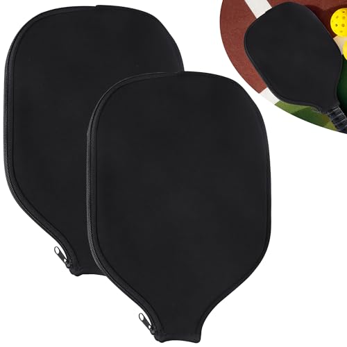 2 PCS Pickleball Paddle Covers, Durable Neoprene Universal 8.26 x 11.8Inch Zippered Racket Sleeve Storage Bag, Fits USAPA Standard Pickleball Racquets - color: Black