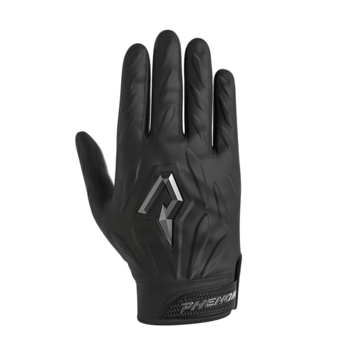Phenom Elite Quantum Fierce Padded Football Gloves – Team Color | Lightweight, Protective Receiver Gloves for Kids - color: Black, size: Youth X-Small