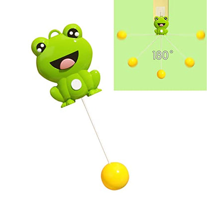 Table Tennis Trainer, Cute Kids Tennis Racquet Badminton Tennis Racket Sports Game Indoor Hanging Elastic Shaft Automatic Winding Educational Exercise for Kids Self Practice - size: Frog Style