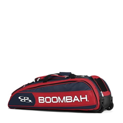 Boombah Beast Rolling Bat Bag - Multiple Color Options - Holds 8 Bats, Glove and Shoe Compartments - color: Navy/Red