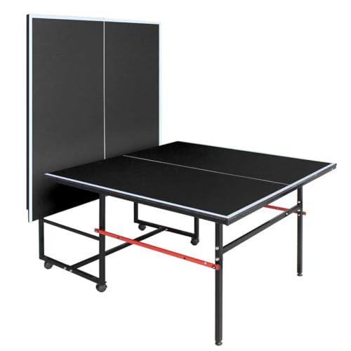 8Ft Mid-Size Ping Pong Table, Foldable & Portable Table Tennis Table Set for Indoor Games with Net, 2 Table Tennis Paddles and 3 Balls - color: Black