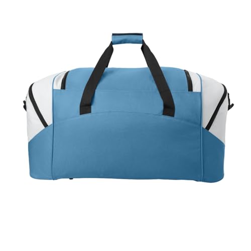 Personalized Large Duffel Bag, Football, Soccer, Basketball, Baseball Duffle Bag, Athlete Gift, Sport Bag, Embroidered Name, Carolina Blue/Grey - color: Carolina Blue/Grey