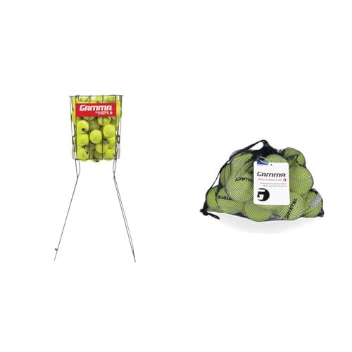 GAMMA Sports Tennis Ball Hopper Hi-Rise 75 with 20 Pack Pressureless Tennis Balls and Mesh Bag