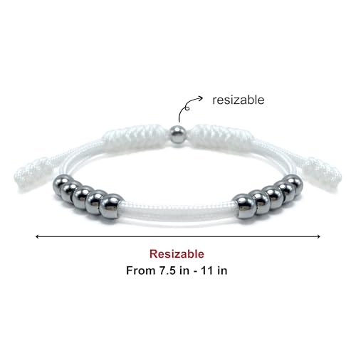 Golf Score Counter Bracelet, 10 Stainless Steel Beads, 2mm Cord Adjustable Golf Stroke Tracking Baseball Swimming Sport Golf Gift for Men and Women - style: White