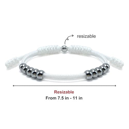 Golf Score Counter Bracelet, 10 Stainless Steel Beads, 2mm Cord Adjustable Golf Stroke Tracking Baseball Swimming Sport Golf Gift for Men and Women - style: White