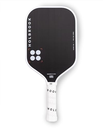 Holbrook Power Pro E Elongated Pickleball Paddle: USAPA Approved, Carbon Fiber Surface, Power, Control, Spin, Edgecraft Foam Polypropylene Honeycomb Core - color: White/Black, size: Standard 16mm