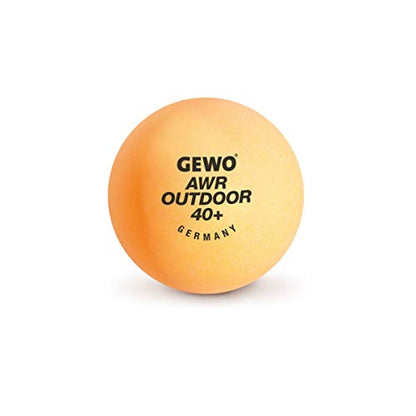 GEWO AWR Outdoor 40+ Table Tennis Balls - Water-Repellent Plastic Outdoor Table Tennis Balls for Outdoor Use, Weather-Resistant Training Table Tennis Balls, 40 + mm Diameter, Pack of 6