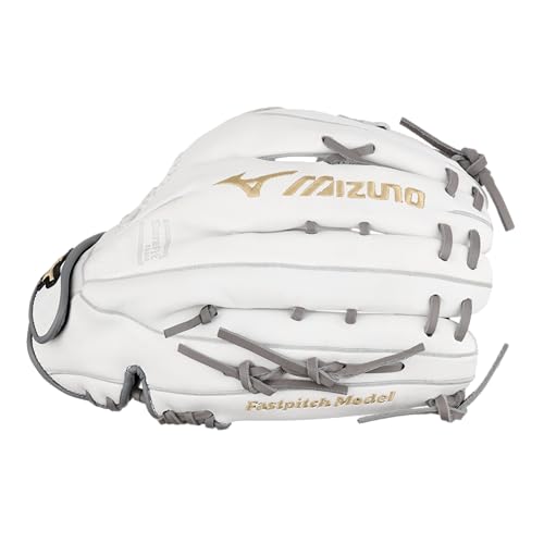 Mizuno GMVP1300PF4W MVP Prime Fastpitch Softball Glove 13", H Web, Left Hand Throw,White/Grey