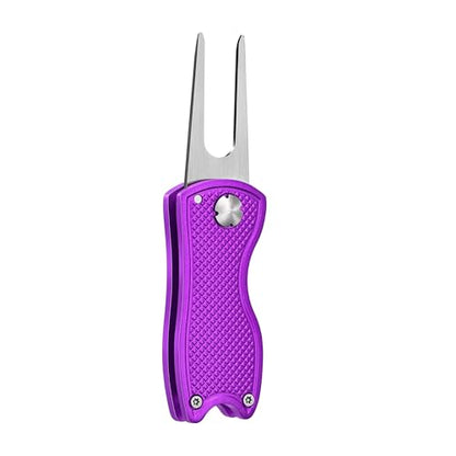 Mile High Life Golf Divot Repair Tool, All Metal Foldable Divot Tool with Pop-up Button & Magnetic Ball Marker, 2-6 Pack - color: 2 Pack (Pink/Purple)