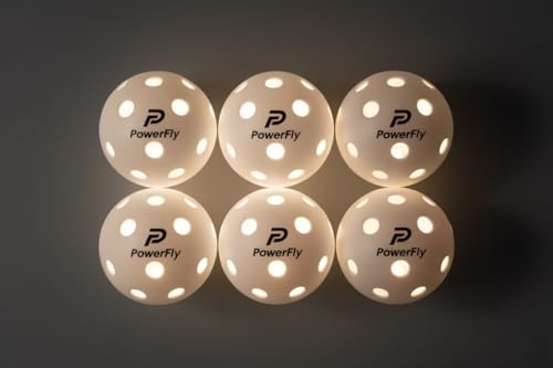 PowerFly Outdoor LED Pickleball Balls, High Visibility, 6 Pack - color: White