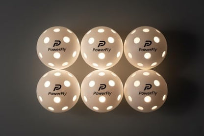 PowerFly Outdoor LED Pickleball Balls, High Visibility, 6 Pack - color: White