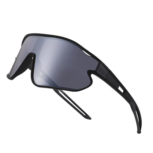 Kids Baseball Sunglasses - Youth Baseball Sunglasses for Boys Girls - Sports Softball Shades Age 6-14 - color: B4 Black / Silver Mirror