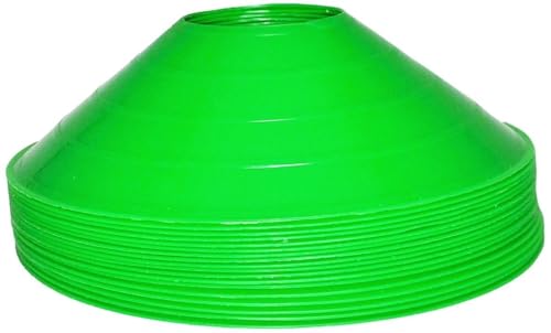 BlueDot Trading Sport Disc Cones in High Visibility Colors for Agility Training, Soccer, Football, Field Cone Markers for Adults or Kids, (100-Pack), Green