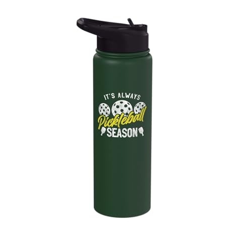 Funny Pickleball Pun Paddle I Might Have A Dinking Problem Stainless Steel Insulated Water Bottle - color: Dark Green