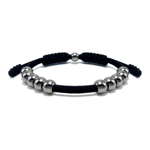 Golf Counter Bracelet, 10 Bead with 2mm Paracord Durable Score Counter, Adjustable Stainless Steel Beads, Easy Stroke Counting Accessory for Men and Women - color: Black