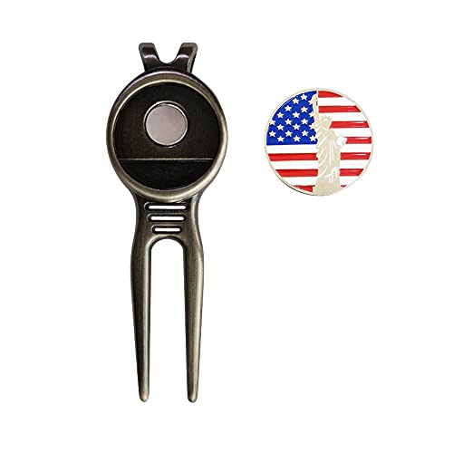 Myartte Golf Metal Divot Repair Tool with 24.5 mm Ball Marker - color: Silver 2